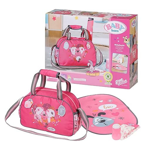 BABY born Wickeltasche, Puppenwickeltasche in rosa grau inkl. Wickelunterlage, Windel und Puderdose, 832455 Zapf Creation von BABY Born