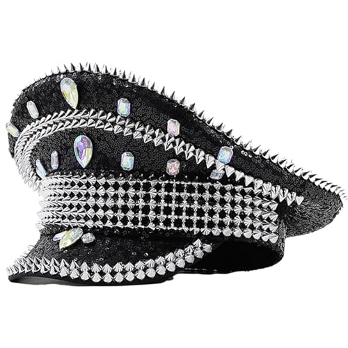 BABYVIVA Bejeweled Crystal Captain Headwear Sailor Für Junggeselle Party Sergeant Vielseitig Für Club Bühnenbar BABYVIVA Bejeweled Crystal Captain Headwear Sailor Für Junggeselle Party Sergeant Vielseitig Für Club Bühnenbar von BABYVIVA