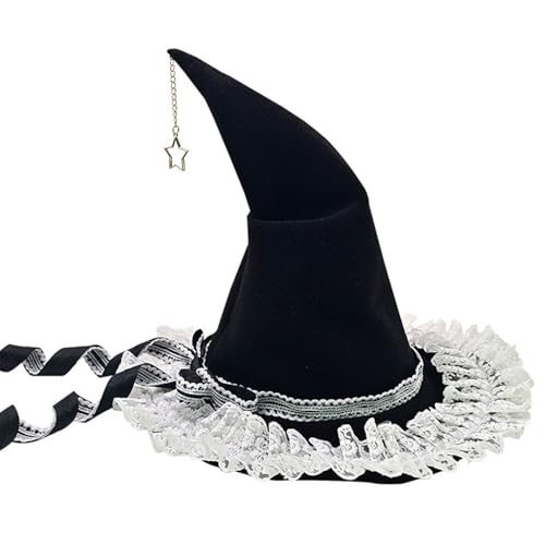 BABYVIVA Bequemer Hexenhut Mit Spitzenverkleidung Und Bowknot Für Halloween Kopfpublikum Teen School Performances Carnivals Photography BABYVIVA Bequemer Hexenhut Mit Spitzenverkleidung Und Bowknot Für Halloween Kopfpublikum Teen School Performances Carnivals Photography von BABYVIVA