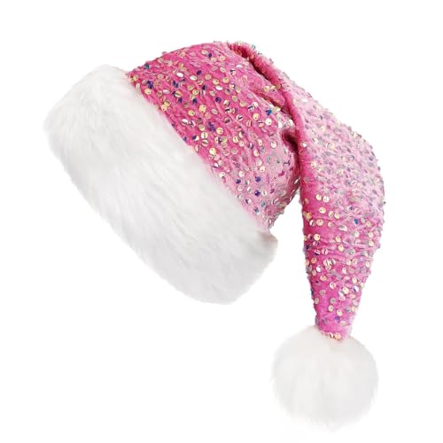 BABYVIVA Blingbling Christmas Hat Unisex Santa Mit Pailletten Und Pelziger Weißer Trim Für Cosplay Aktivitäten Und Urlaubsmode BABYVIVA Blingbling Christmas Hat Unisex Santa Mit Pailletten Und Pelziger Weißer Trim Für Cosplay Aktivitäten Und Urlaubsmode von BABYVIVA