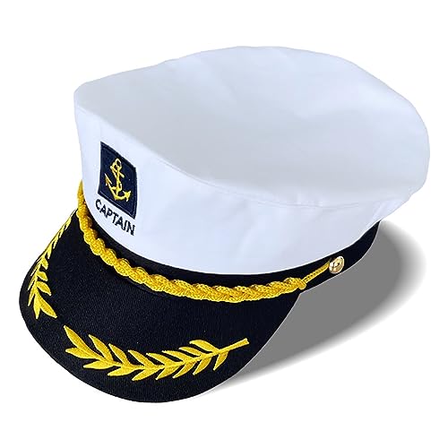 BABYVIVA Captain Hat Kids Sailor Hat Navy Hugh Hugh Hefner Verstellbare Bootskappe Kostümzubehör (1pack White) von BABYVIVA