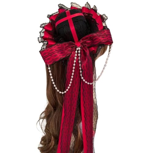 BABYVIVA Carnivals Party Spitzen Top Haarthaarpin Cosplay Kostüm Girl Langes Band Flat Hats Lady Festival Kopfschmuck BABYVIVA Carnivals Party Spitzen Top Haarthaarpin Cosplay Kostüm Girl Langes Band Flat Hats Lady Festival Kopfschmuck von BABYVIVA