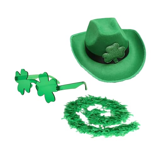 BABYVIVA Cowboyhut, StPatrick Day Feier, grüner Hut, Sonnenbrille, Schal, Set, Festival, Motto-Party, Requisiten, Kleeblatt-Hut, irisches Zubehör BABYVIVA Cowboyhut, StPatrick Day Feier, grüner Hut, Sonnenbrille, Schal, Set, Festival, Motto-Party, Requisiten, Kleeblatt-Hut, irisches Zubehör von BABYVIVA