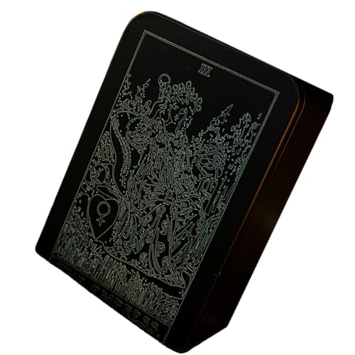 BABYVIVA Eisen Tarot Kartenspeicher Hülle Tragbare Tarotkarten Box Astrologys Wahrsagung Aufbewahrungsfall Weiße Linienmusterkarte Contate von BABYVIVA