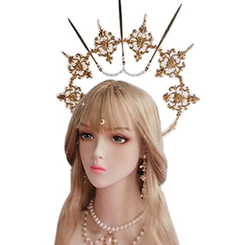 BABYVIVA Gold Göttin Stirnband Kristall Krone Wunderschöne Foto Requisiten Perle Kette Haarband Cosplay Halloween Party Haare BABYVIVA Gold Göttin Stirnband Kristall Krone Wunderschöne Foto Requisiten Perle Kette Haarband Cosplay Halloween Party Haare von BABYVIVA