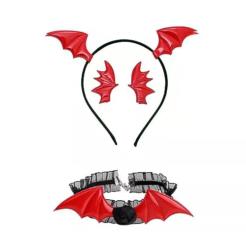 BABYVIVA Gothic Dark Hair Clip Girls Halshalsband Haare Teufel Flügel Stirnband Set Gothic Fledermausflügel Vielseitiger Choker BABYVIVA Gothic Dark Hair Clip Girls Halshalsband Haare Teufel Flügel Stirnband Set Gothic Fledermausflügel Vielseitiger Choker von BABYVIVA