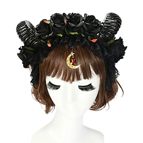 BABYVIVA Halloween Gothic Stirnband Handgefertigt Rose Schaf Horn Haare Reifen Rüschen Spitze Mond Anhänger Tropfen Kopfstück BABYVIVA Halloween Gothic Stirnband Handgefertigt Rose Schaf Horn Haare Reifen Rüschen Spitze Mond Anhänger Tropfen Kopfstück von BABYVIVA