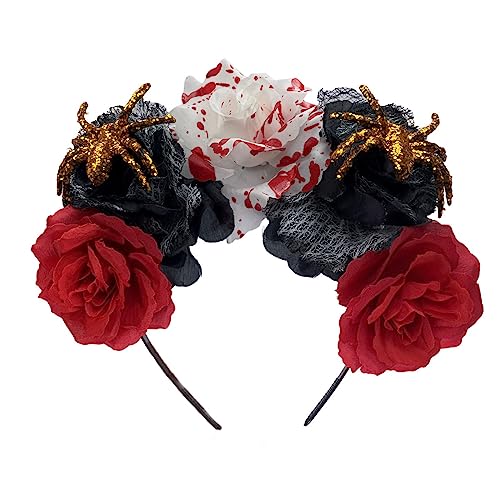 BABYVIVA Halloween Party Stirnband Day Der Toten Pfingstrosen Blumenhaarband Cosplay Kostüm Kopfstück Für Frauen Festival Haardekore von BABYVIVA