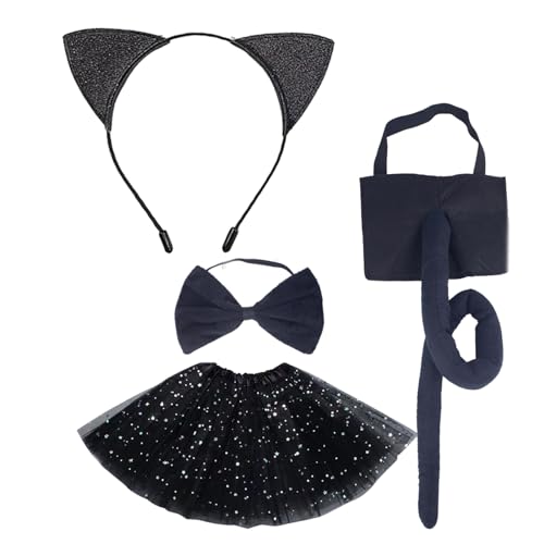 BABYVIVA Katzenstirnband Bowtie Rock Und Schwanz Halloween Kostümzubehör Set Size Für Kinder Und Erwachsene Kostüme Kleid von BABYVIVA