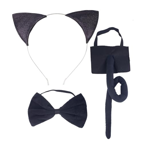BABYVIVA Katzenstirnband Bowtie Rock Und Schwanz Halloween Kostümzubehör Set Size Für Kinder Und Erwachsene Kostüme Kleid von BABYVIVA