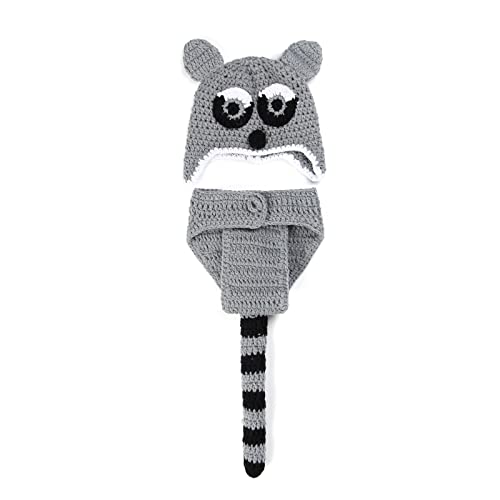 BABYVIVA Neugeborenes Häkel Tanuki Strickhut Handgefertigtes Grau Gestrickter Foto Prop Shorts Kostüm Für Kinderbabys 0-3 Monate BABYVIVA Neugeborenes Häkel Tanuki Strickhut Handgefertigtes Grau Gestrickter Foto Prop Shorts Kostüm Für Kinderbabys 0-3 Monate von BABYVIVA
