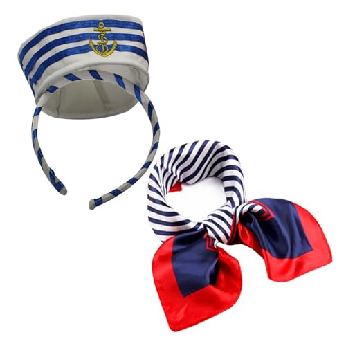 BABYVIVA Sailor Hat Adult Halloween Sailor Hats & Strümpfe & Stripe Schal Set Teenager Männliche Frau Halloween Cosplay Kostüm BABYVIVA Sailor Hat Adult Halloween Sailor Hats & Strümpfe & Stripe Schal Set Teenager Männliche Frau Halloween Cosplay Kostüm von BABYVIVA