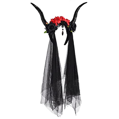 BABYVIVA Schaf Horn Halloween Kopfbedeckung Rose & Tulle Dekorationen Gothic Devil Stirnband Cosplays Accessoire Kopfbedeckung Haarband BABYVIVA Schaf Horn Halloween Kopfbedeckung Rose & Tulle Dekorationen Gothic Devil Stirnband Cosplays Accessoire Kopfbedeckung Haarband von BABYVIVA