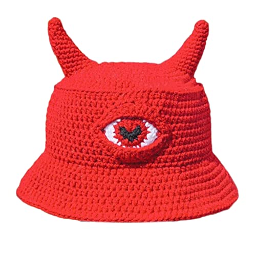BABYVIVA Süße Strickeimer Hüte Warm Winter Devil Horns Single Eye Designs Halloween Kopfwege Geschenk Für Erwachsene Teenager Jungen Mädchen BABYVIVA Süße Strickeimer Hüte Warm Winter Devil Horns Single Eye Designs Halloween Kopfwege Geschenk Für Erwachsene Teenager Jungen Mädchen von BABYVIVA
