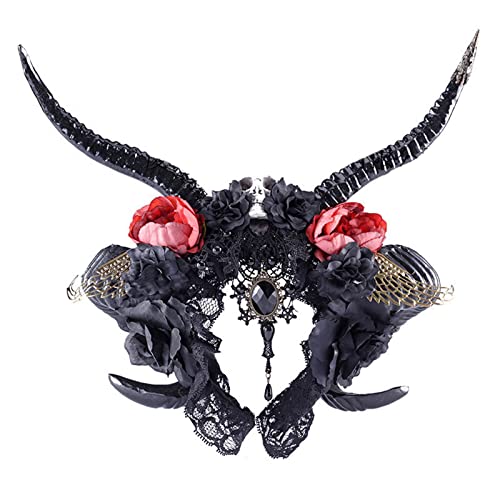 BABYVIVA Unisex Halloween Hair Hoop Teufel Schaf Horn Form Für Kopfband Mit Blumendekor Cosplay Kostüm Masquerade Party Kopfkopf BABYVIVA Unisex Halloween Hair Hoop Teufel Schaf Horn Form Für Kopfband Mit Blumendekor Cosplay Kostüm Masquerade Party Kopfkopf von BABYVIVA