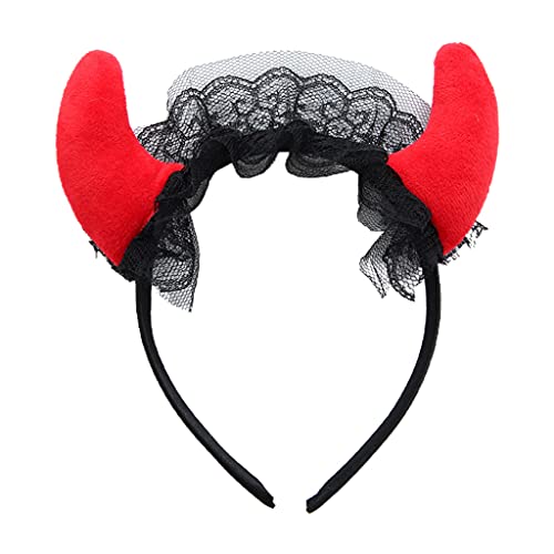 BABYVIVA Women Red Devil Horn Kopfbedeckung Mesh Rüschenspitze Stirnband Für Halloween Party Weihnachts Cosplay Accessoires BABYVIVA Women Red Devil Horn Kopfbedeckung Mesh Rüschenspitze Stirnband Für Halloween Party Weihnachts Cosplay Accessoires von BABYVIVA