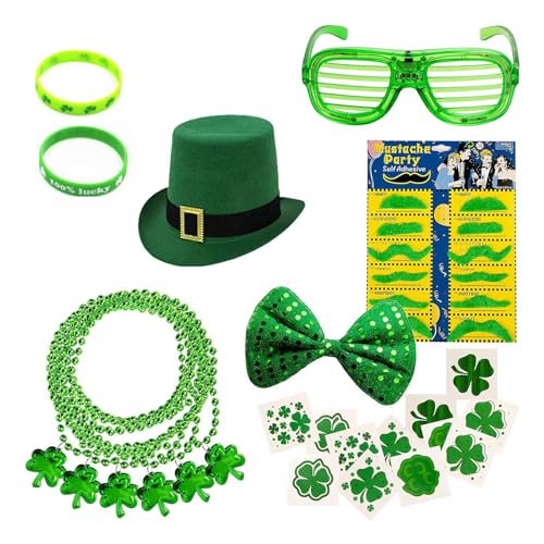 BABYVIVA Zarter Shamrock Mit Brille Süße Damen Cosplay Patricks Party Schnurrbart & Armreifen & Perlen Halskette Kostüm BABYVIVA Zarter Shamrock Mit Brille Süße Damen Cosplay Patricks Party Schnurrbart & Armreifen & Perlen Halskette Kostüm von BABYVIVA