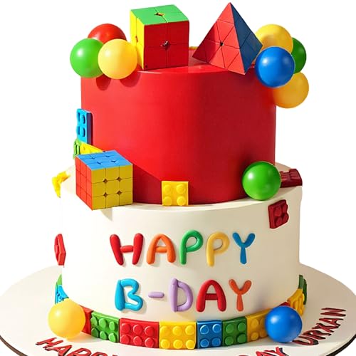 19 PCS Mini Cube Cake Topper Magic Cube Geburtstagstorte Dekor Puzzle Party Favors Goody Bag Füller Geburtstagsgeschenk für Geburtstag Party Supplies von BACH AND BOOZY