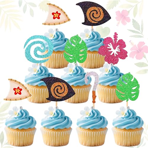 30 PCS Moana Cupcake Toppers Geburtstag Party Dekoration Boot Segel wirbelt Haken Hawaiianische Blume Blätter für tropische Luau Sommer Party Baby 30 PCS Moana Cupcake Toppers Geburtstag Party Dekoration Boot Segel wirbelt Haken Hawaiianische Blume Blätter für tropische Luau Sommer Party Baby von BACH AND BOOZY