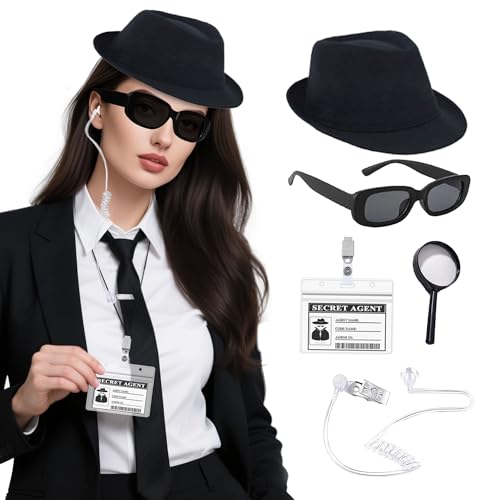 BACH AND BOOZY Agenten-Kostüm-Zubehör-Set, Geheimsicherheitsdetektiv-Kostüm, Outfit-Set, Brille, Krawatte, Ausweis, Abzeichen für Teenager, Erwachsene, Weihnachten, Halloween, Cosplay, Party BACH AND BOOZY Agenten-Kostüm-Zubehör-Set, Geheimsicherheitsdetektiv-Kostüm, Outfit-Set, Brille, Krawatte, Ausweis, Abzeichen für Teenager, Erwachsene, Weihnachten, Halloween, Cosplay, Party von BACH AND BOOZY