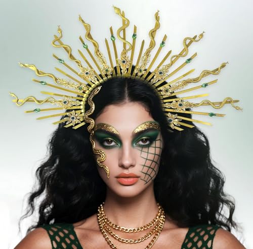 BACH AND BOOZY Medusa Kopfbedeckung Schlangen Stirnband Krone Schlange Stirnband Medusa Kostüm Zubehör Frauen Halloween Weihnachten Party Accessories von BACH AND BOOZY