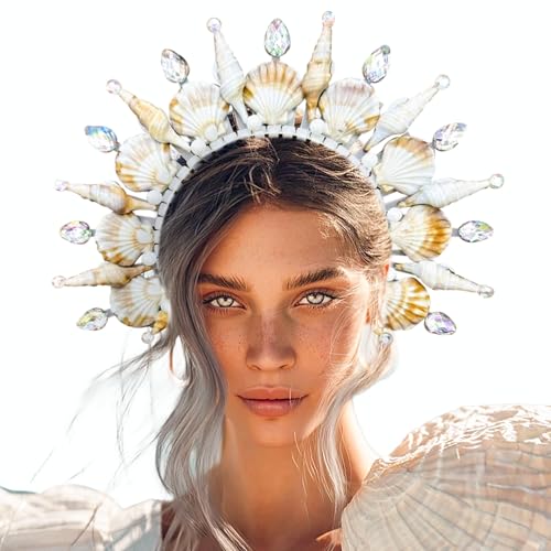 BACH AND BOOZY Meerjungfrau Stirnband Krone Muschel Sirene Kostüm Frauen Gold Halo Krone Kopfstück für Meerjungfrau Sirenen Göttin Cosplay Renaissance BACH AND BOOZY Meerjungfrau Stirnband Krone Muschel Sirene Kostüm Frauen Gold Halo Krone Kopfstück für Meerjungfrau Sirenen Göttin Cosplay Renaissance von BACH AND BOOZY