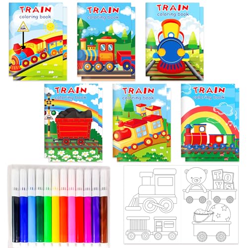 BACH AND BOOZY Mini-Malbücher, 24 Stück, Choo Choo Zug, Partyfüller mit Stiften, kleine Aktivitätsbücher mit Chugge, zwei Zug, Partygeschenke, Geburtstagszubehör BACH AND BOOZY Mini-Malbücher, 24 Stück, Choo Choo Zug, Partyfüller mit Stiften, kleine Aktivitätsbücher mit Chugge, zwei Zug, Partygeschenke, Geburtstagszubehör von BACH AND BOOZY