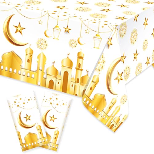 BACH AND BOOZY Ramadan Mubarak Tischdecken Eid Mubarak Dekorationen,Kunststoff Ramadan Eid Party Tischdecken für Ramadan Party Favors Supplies von BACH AND BOOZY