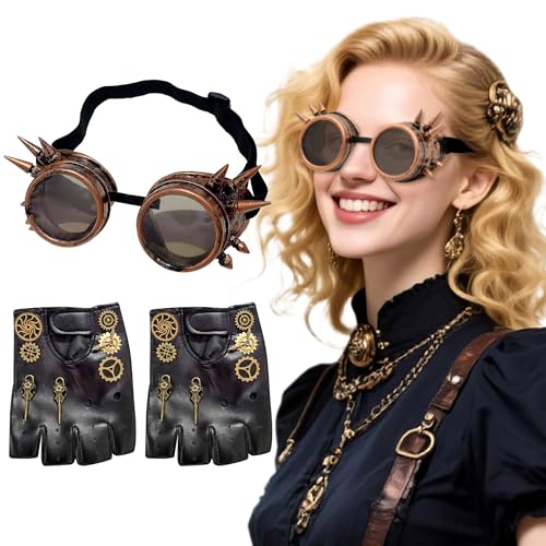 BACH AND BOOZY Steam Punk Zubehör Vintage Uhrwerk Steam Punk Brille Fingerlose Handschuhe Gothic Lace Gear Brille Steampunk Kostüm Halloween Vintage Cosplay Kostüm Zubehör BACH AND BOOZY Steam Punk Zubehör Vintage Uhrwerk Steam Punk Brille Fingerlose Handschuhe Gothic Lace Gear Brille Steampunk Kostüm Halloween Vintage Cosplay Kostüm Zubehör von BACH AND BOOZY