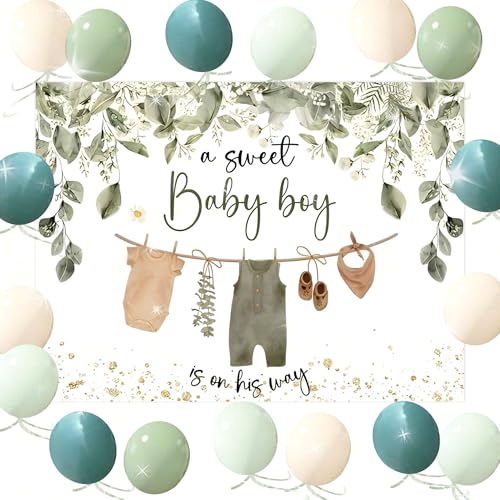 Babyparty-Hintergrund für Jungen, grünes Design, ein süßer Junge ist unterwegs, Dekoration für Jungen, grüne Blätter, Babyparty, Party-Ballons, Banner, Zubehör, Foto-Requisiten Babyparty-Hintergrund für Jungen, grünes Design, ein süßer Junge ist unterwegs, Dekoration für Jungen, grüne Blätter, Babyparty, Party-Ballons, Banner, Zubehör, Foto-Requisiten von BACH AND BOOZY