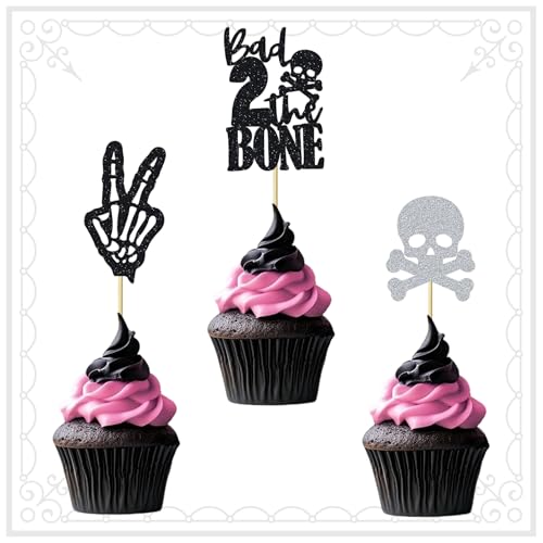 Bad Two The Bone Cake Topper Cupcake Decor Black 2nd Birthday Decorations Music Themed Party Decorations for Skeleton Rock and Roll Birthday Party Bad Two The Bone Cake Topper Cupcake Decor Black 2nd Birthday Decorations Music Themed Party Decorations for Skeleton Rock and Roll Birthday Party von BACH AND BOOZY