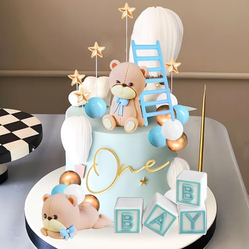 Blau Teddybär Tortendeko Taufe Junge Torten deko Mädchen 1 Jahr Blau Tortendeko Teddybär Kuchen Dekoration für Hochzeit BabyShower Geburtstag Blau Teddybär Tortendeko Taufe Junge Torten deko Mädchen 1 Jahr Blau Tortendeko Teddybär Kuchen Dekoration für Hochzeit BabyShower Geburtstag von BACH AND BOOZY