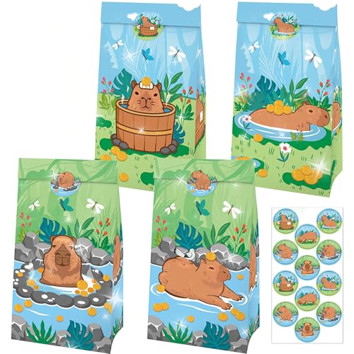 Capybara-Partybeutel, Süßigkeiten, Leckereien, Capybara, Partyzubehör für Geburtstag, Babyparty, Party, 12 Stück Capybara-Partybeutel, Süßigkeiten, Leckereien, Capybara, Partyzubehör für Geburtstag, Babyparty, Party, 12 Stück von BACH AND BOOZY