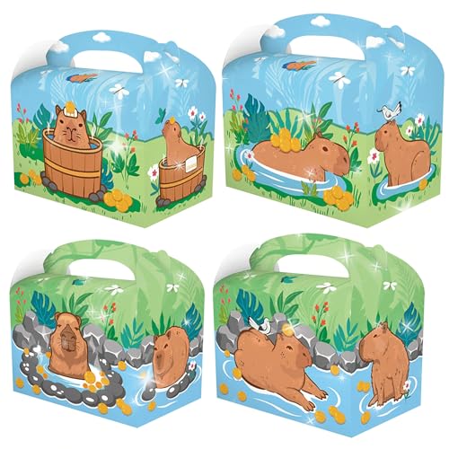 Capybara Partygeschenk-Boxen, Süßigkeiten-Leckerei-Tüten, Capybara-Partyzubehör für Geburtstag, Babyparty, Party, 12 Stück von BACH AND BOOZY