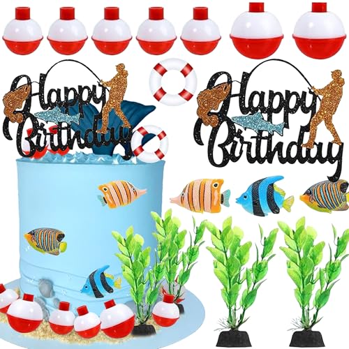 Fishing Cake Topper Angeln Geburtstag Dekorationen Gone Fishing Cake Topper Angeln Geburtstag Party Dekorationen für den Ruhestand Farewell Birthday Party Supplies von BACH AND BOOZY