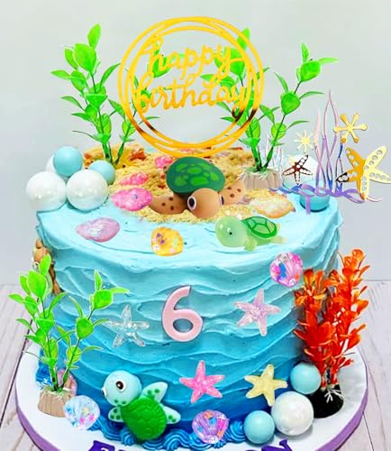 Meeresschildkröte Kuchendekorationen Ozean Tier unter dem Meer Party Dekorationen Meeresschildkröte Thema Baby Dusche Geburtstag Party Kuchendekorationen von BACH AND BOOZY