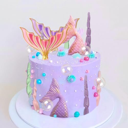 Meerjungfrau-Kuchenaufsatz unter dem Meer, Kuchendekoration, Muschel-Kuchenaufsatz, Meerjungfrauenschwanz-Kuchenaufsätze, Meerjungfrauen-Partyzubehör von BACH AND BOOZY