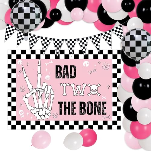 Party-Dekorationen zum 2. Geburtstag, Motiv: Bad Two The Bone, Party-Dekorationen, Musik-Themen-Dekorationen für Skelett-Rock-and-Roll-Geburtstagspartys Party-Dekorationen zum 2. Geburtstag, Motiv: Bad Two The Bone, Party-Dekorationen, Musik-Themen-Dekorationen für Skelett-Rock-and-Roll-Geburtstagspartys von BACH AND BOOZY