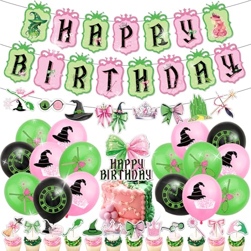 Pink and Green Birthday Party Decorations Witch Theme Banner Balloons Cake Cupcake Decor for Party Supplies von BACH AND BOOZY