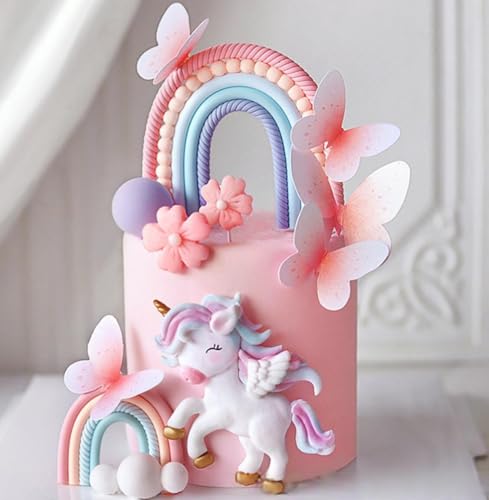 Pony Einhorn Kuchendekoration Pony Regenbogen Kuchen Topper Einhorn Party Gefälligkeiten Regenbogen Geburtstag Dekoration Geburtstag Kuchen Dekoration für Mädchen von BACH AND BOOZY