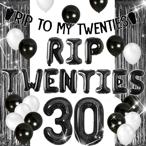 Rip Twenties Ballons Gothic Geburtstag Dekoration Tod zu meinen 20er Jahren Banner Beerdigung für meine Jugend 30 Geburtstag Dekoration von BACH AND BOOZY