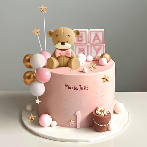 Rosa Teddybär Kuchen Dekoration Baby Dusche Kuchen Dekorationen für Junge Mädchen Geburtstag Party Rosa Teddybär Kuchen Dekoration Baby Dusche Kuchen Dekorationen für Junge Mädchen Geburtstag Party von BACH AND BOOZY