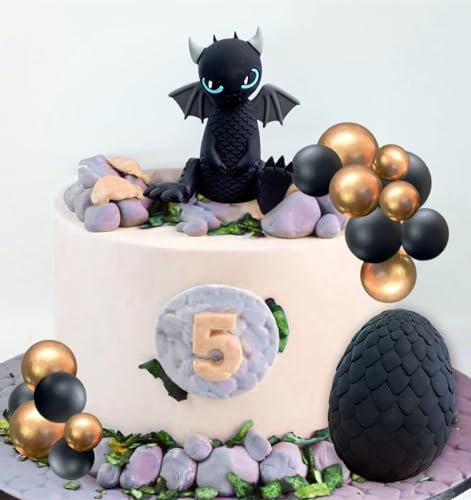 Schwarz Dragon Tortendeko Dragon Geburtstag Deko Drachen Figuren für Geburtstagsdeko Kindergeburtstag Schwarz Dragon Tortendeko Dragon Geburtstag Deko Drachen Figuren für Geburtstagsdeko Kindergeburtstag von BACH AND BOOZY