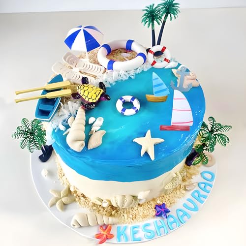 Tortendekoration für Strand, Surf, Geburtstag, für Schwimmen, Strand, Party, Luau, Geburtstag, Babyparty, Partyzubehör Tortendekoration für Strand, Surf, Geburtstag, für Schwimmen, Strand, Party, Luau, Geburtstag, Babyparty, Partyzubehör von BACH AND BOOZY