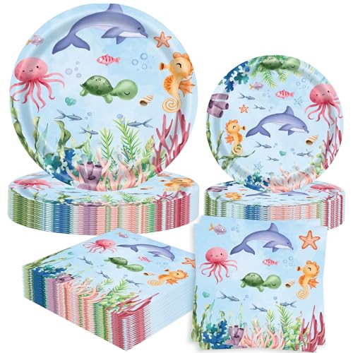 52 Stück Ozean Party Geschirr Set Unterwasser Partyteller Meerestiermotiv Servietten Becher Geburtstagsdekoration Partygeschenke Ozean Meerjungfrau Party Supplies 52 Stück Ozean Party Geschirr Set Unterwasser Partyteller Meerestiermotiv Servietten Becher Geburtstagsdekoration Partygeschenke Ozean Meerjungfrau Party Supplies von BACH AND BOUJEE