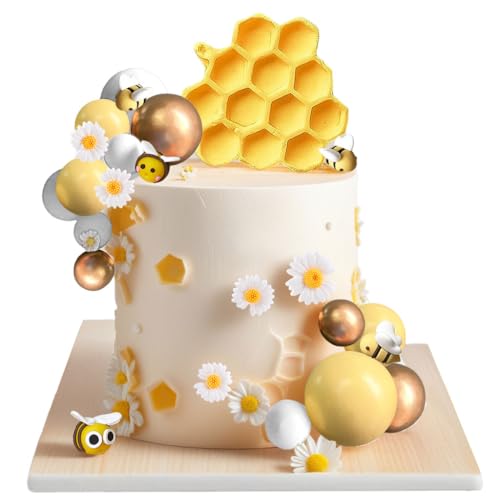 Biene Tortendekorationen Biene Cupcake Topper Honigkamm Dekorationen Gänseblümchen Tortenaufleger Abejitas Para Decoracion für Babyshower Bridal Shower Geburtstag von BACH AND BOUJEE