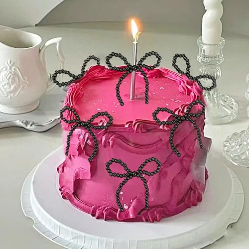 Schwarz Perle Schleife Tortendekoration Schwarze Schleife Tortenaufleger Prinzessin Tortendeko Schleife Geburtstagstorte Topper Bachelorette Bow Geburtstagsparty Bow Party Dekorationen von BACH AND BOUJEE