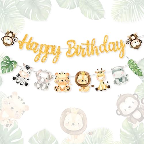 Dschungel Geburtstag Party Dekoration Happy Birthday Banner Safari Dschungel Tier Banner für Party Supplies Safari Thema Festival Partys Dekoration Dschungel Geburtstag Party Dekoration Happy Birthday Banner Safari Dschungel Tier Banner für Party Supplies Safari Thema Festival Partys Dekoration von BACH AND BOUJEE