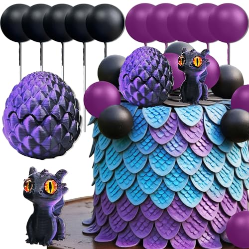 Fantasy Dragon Cake Topper Dragon Eggs Cake Decor Purple Black Balls Cake Decor for Baby Shower Birthday Wedding Party Supplies Fantasy Dragon Cake Topper Dragon Eggs Cake Decor Purple Black Balls Cake Decor for Baby Shower Birthday Wedding Party Supplies von BACH AND BOUJEE