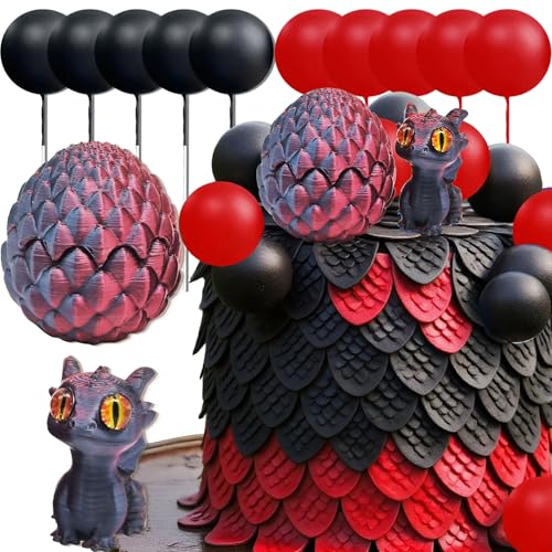 Fantasy Dragon Cake Topper Dragon Eggs Cake Decor Red Black Balls Cake Decor for Baby Shower Birthday Wedding Party Supplies Fantasy Dragon Cake Topper Dragon Eggs Cake Decor Red Black Balls Cake Decor for Baby Shower Birthday Wedding Party Supplies von BACH AND BOUJEE
